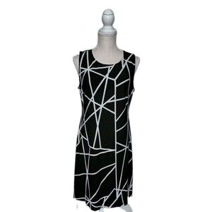 Tommy Hilger Black W/White Lines Straight Dress Size 10